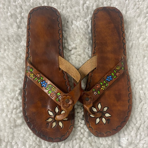 Shoes - Genuine Leather Flip Flop Sandals, size 10-11